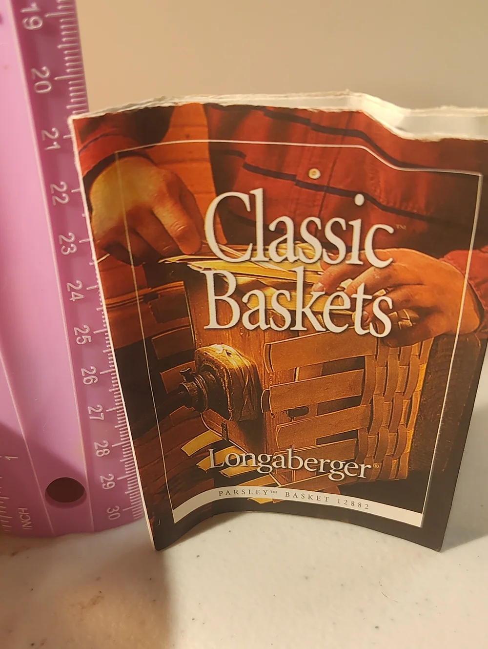 Longaberger Parsley Basket,  Plastic Protector And Liner In A Toile Print